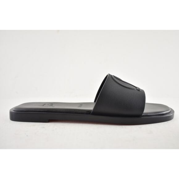Christian Louboutin CL Mule Flat Black Leather Logo Slide Slip On Sandal 36 - Picture 2 of 16